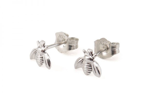 Sterling Silver Bee Ear Studs ~ PAIR