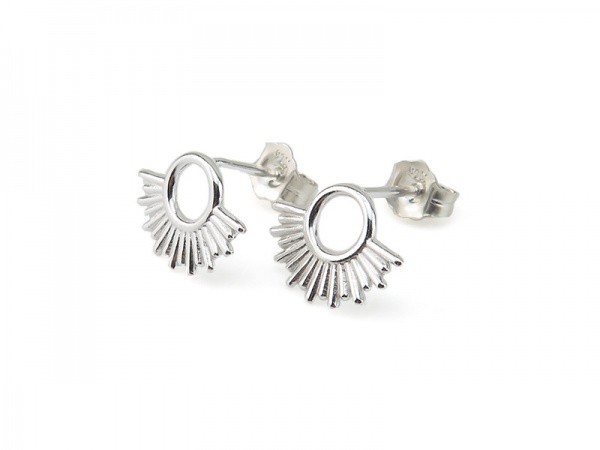 Sterling Silver Half Sun Ear Studs  ~ PAIR