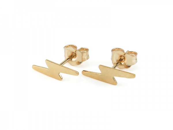 Gold Filled Lightning Ear Studs ~ PAIR