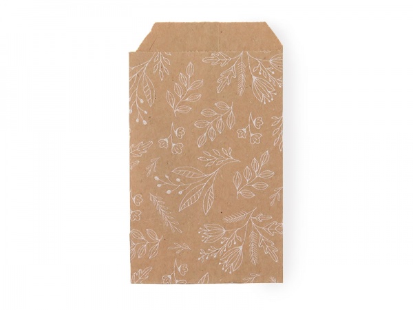 Paper Bag ~ Natural/White Floral ~ 12cm x 7cm