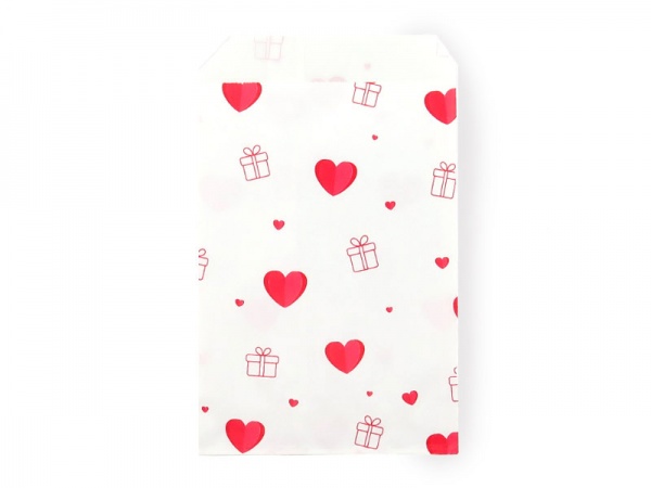 Paper Bag ~ White/Red Heart ~ 12cm x 7cm
