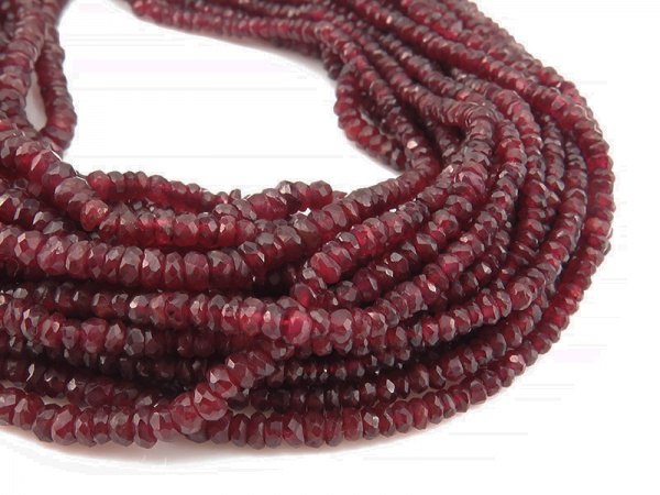 AA Ruby Faceted Rondelles 2-3.5mm ~ 16'' Strand