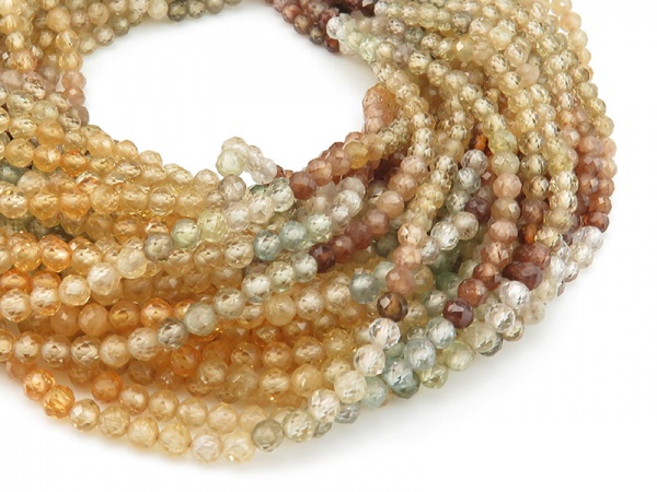 AAA Multi Zircon Micro-Faceted Round Beads 3.5mm ~ 12.5'' Strand