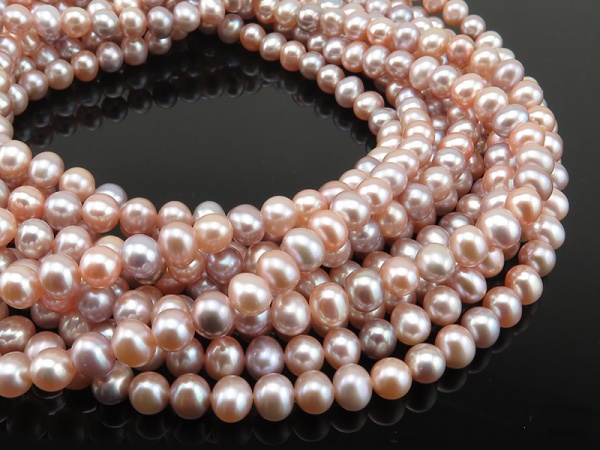 Freshwater Pearl Peach & Rose Potato Beads 7mm ~ 15.5'' Strand