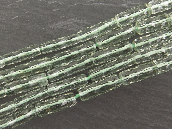 AAA Green Amethyst Faceted Tube Beads 14-18.5mm ~ 8'' Strand