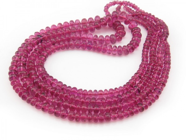 AA+ Pink Tourmaline Smooth Rondelles 2.5-5.5mm ~ 16'' Strand