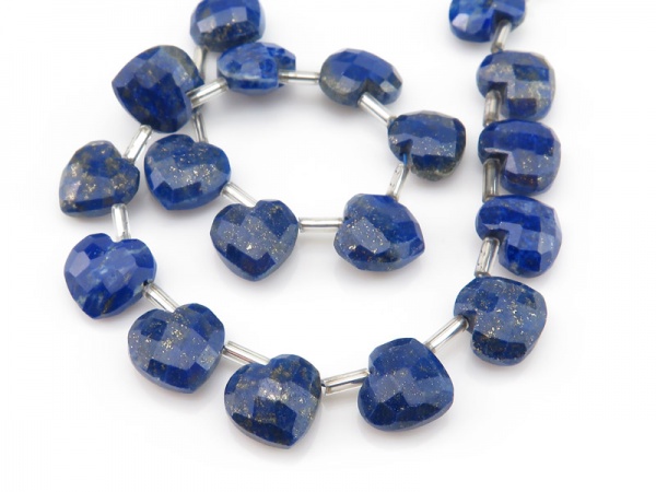 AA Lapis Lazuli Faceted Fancy Heart Briolettes 9-9.5mm ~ 7.5'' strand