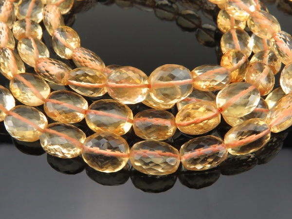 AAA Citrine Micro-Faceted Oval Beads 6-8.5mm ~ 8'' Strand