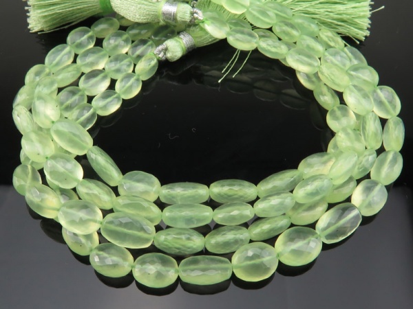 AA+ Prehnite Micro-Faceted Oval Beads 7-9mm ~ 8.5'' Strand