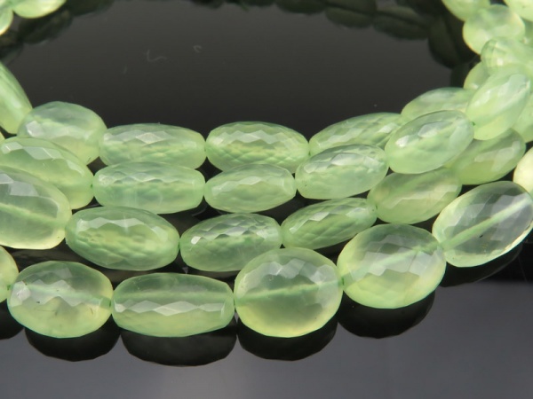 AA+ Prehnite Micro-Faceted Oval Beads 7-9mm ~ 8.5'' Strand