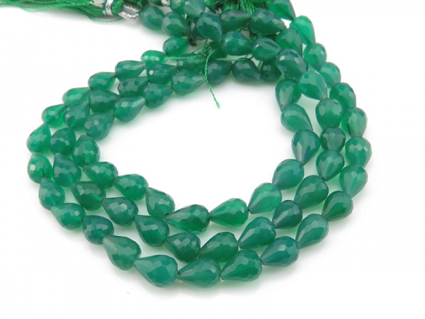 AA Green Onyx Faceted Teardrop Beads ~ Various Sizes ~ 8'' Strand