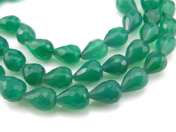 AA Green Onyx Faceted Teardrop Beads ~ Various Sizes ~ 8'' Strand