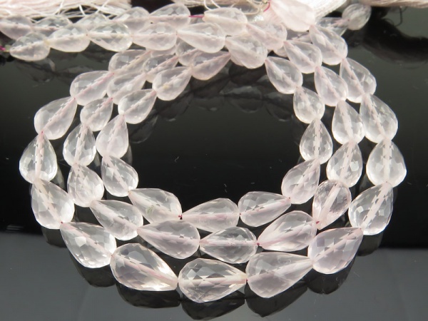 AA+ Rose Quartz Micro-Faceted Teardrop Beads ~ Various Sizes ~ 9'' Strand