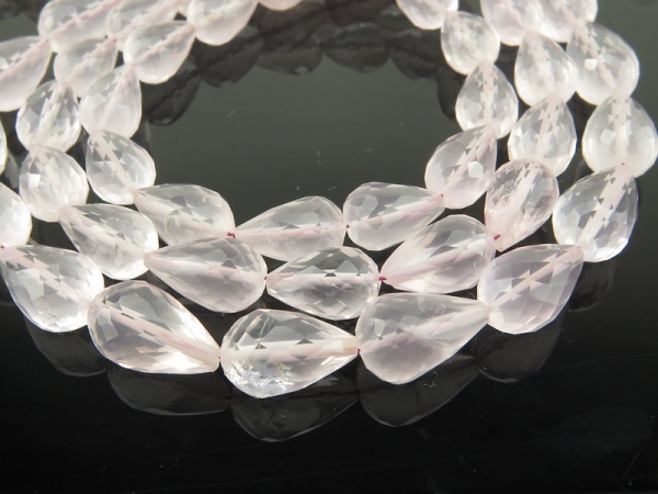 AA+ Rose Quartz Micro-Faceted Teardrop Beads ~ Various Sizes ~ 9'' Strand