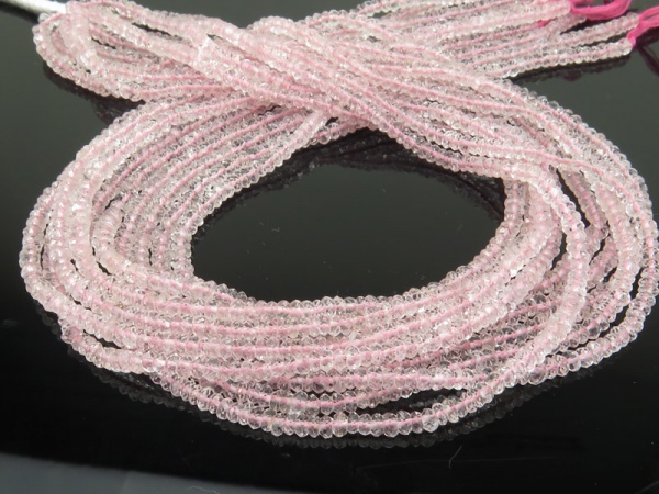AA+ Morganite Faceted Rondelles 3-3.5mm ~ 13'' Strand