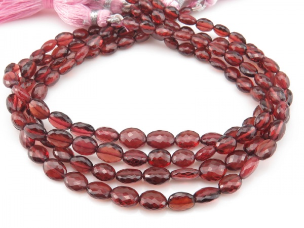 AAA Rhodolite Garnet Micro-Faceted Oval Beads 5-7.25mm ~ 8'' Strand