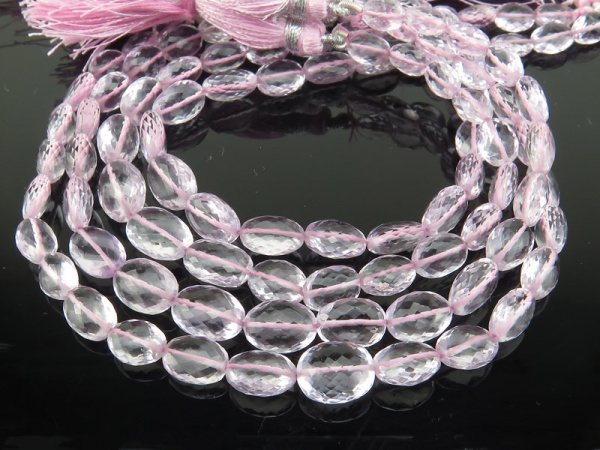 AAA Pink Amethyst Micro-Faceted Oval Beads 7-10mm ~ 8'' Strand