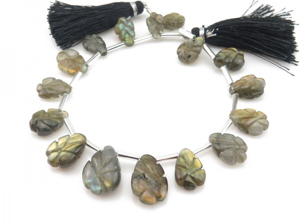 AA Labradorite Carved Pear Briolettes 10.5-15.5mm ~ 7.5'' Strand