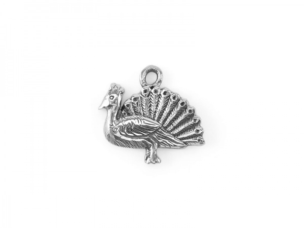 Sterling Silver Peacock Charm 11mm
