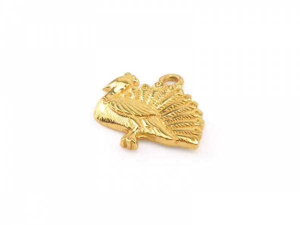 Gold Vermeil Peacock Charm 11mm