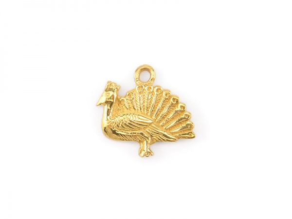 Gold Vermeil Peacock Charm 11mm