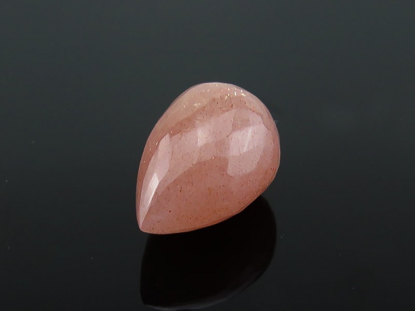 AAA Peach Moonstone Micro-Faceted Teardrop 14.5mm ~ Half Drilled ~ SINGLE
