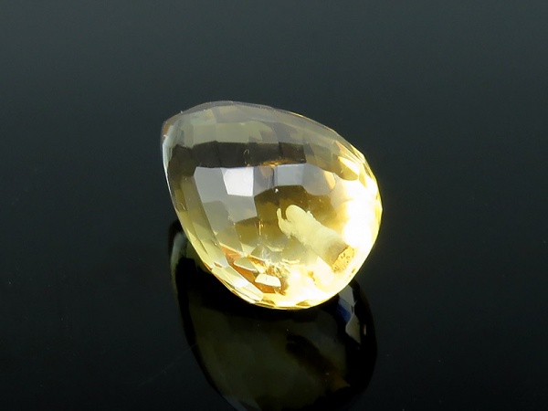 AAA Citrine Micro-Faceted Teardrop 12mm ~ Half Drilled ~ SINGLE