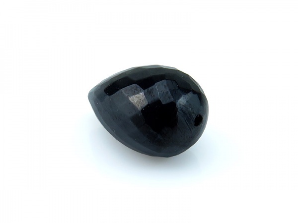 AAA Black Spinel Micro-Faceted Teardrop ~ Various Sizes ~ Half Drilled ~ SINGLE