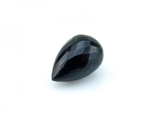AAA Black Spinel Micro-Faceted Teardrop 11.75-12.5mm ~ Half Drilled ~ SINGLE
