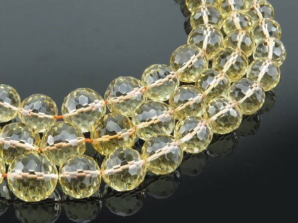 AAA Citrine Micro-Faceted Round Beads 7.75-11.75mm ~ 16'' Strand