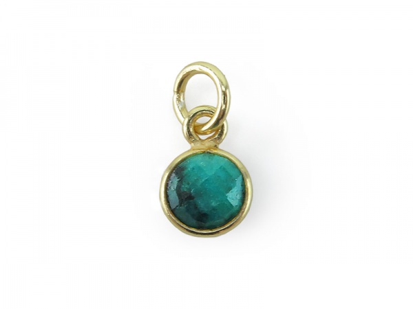 Gold Vermeil Emerald Round Charm 6mm