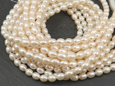 Freshwater Pearl Ivory Rice Beads 6.5mm ~ 15.5'' Strand