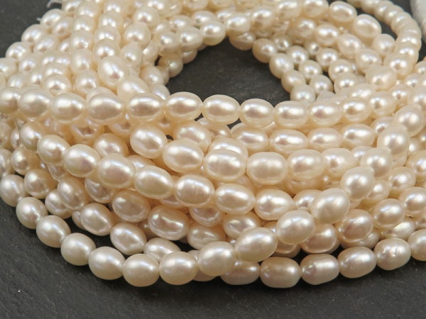 Freshwater Pearl Ivory Rice Beads 6.5mm ~ 15.5'' Strand