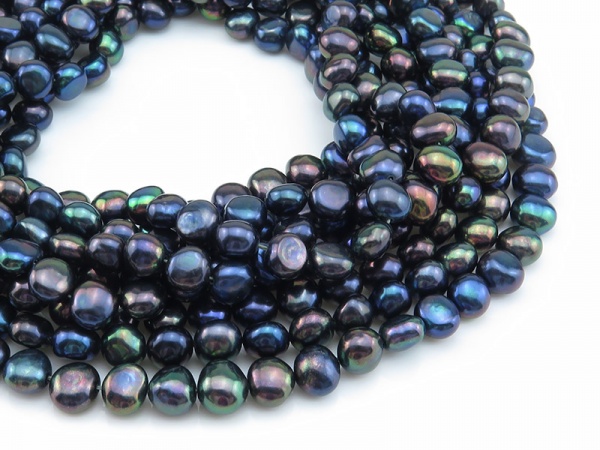 Freshwater Pearl Peacock Cross Drilled Beads 8mm ~ 16'' Strand