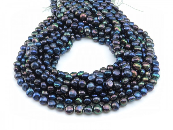 Freshwater Pearl Peacock Cross Drilled Beads 8mm ~ 16'' Strand