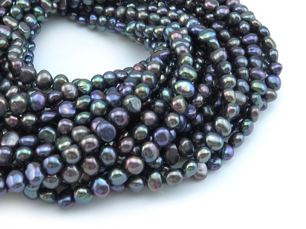 Freshwater Pearl Peacock Cross Drilled Beads 7mm ~ 16'' Strand