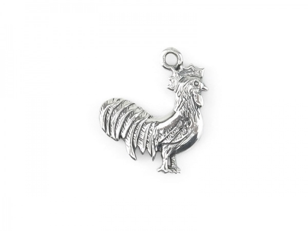 Sterling Silver Rooster Charm 14mm
