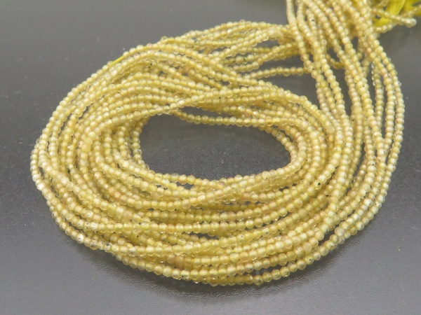 Yellow Sapphire Micro-Faceted Rondelles 1.75mm ~ 12.5'' Strand