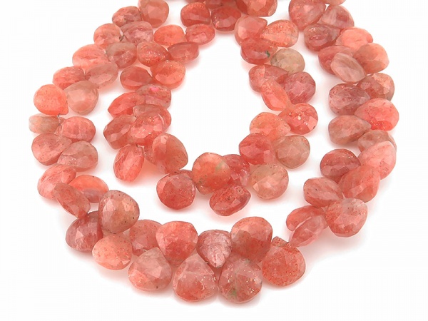 AA Sunstone Faceted Heart Briolettes ~ Various Sizes ~ 8'' Strand