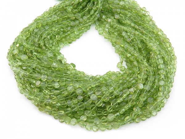 Peridot Smooth Coin Beads 4-5mm ~ 14.5'' Strand