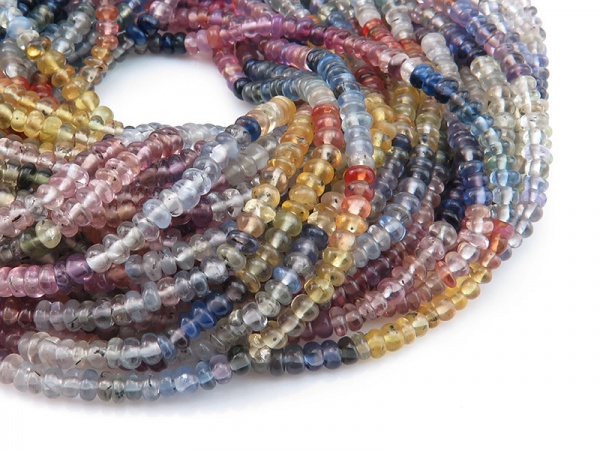 AA Multi Sapphire Smooth Rondelles 3.25mm ~ 16'' Strand