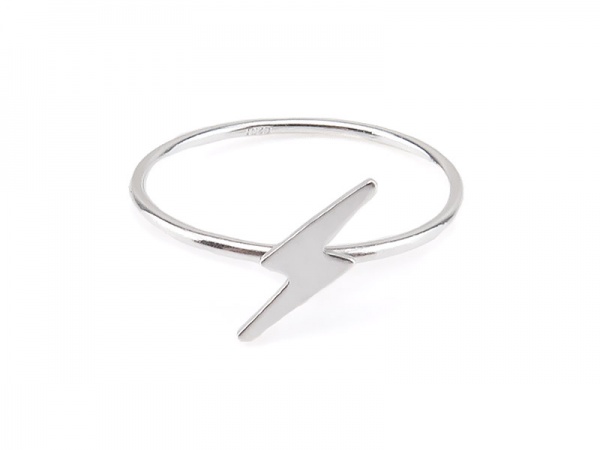 Sterling Silver Stacking Ring with Lightning Bolt ~ Size J