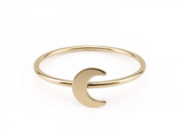 Gold Filled Stacking Ring with Crescent Moon ~ Size P