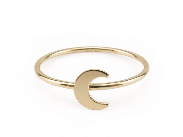 Gold Filled Stacking Ring with Crescent Moon ~ Size J