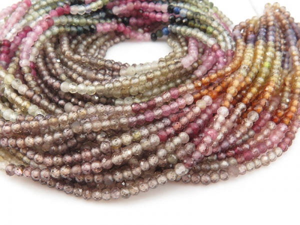 AAA Multi Sapphire Micro-Faceted Rondelles 2.25mm ~ 12.5'' Strand