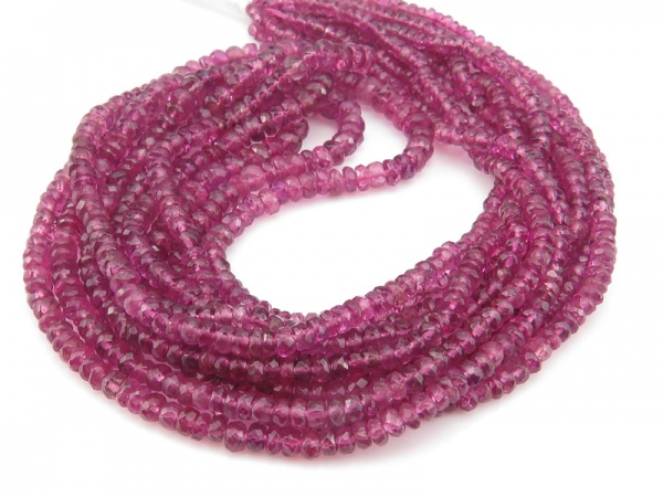 AA+ Pink Tourmaline Faceted Rondelles 2.5-4.5mm ~ 16'' Strand