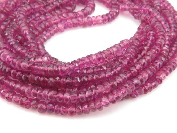 AA+ Pink Tourmaline Faceted Rondelles 2.5-4.5mm ~ 16'' Strand