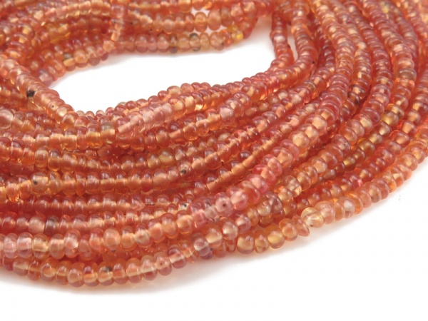 AA Orange Sapphire Smooth Rondelles 2.25-3.5mm ~ 16'' Strand