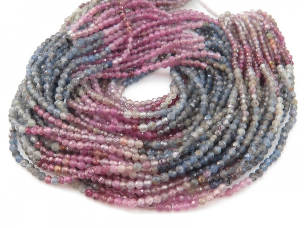 Multi Sapphire Micro-Faceted Rondelles 2mm ~ 12.5'' Strand