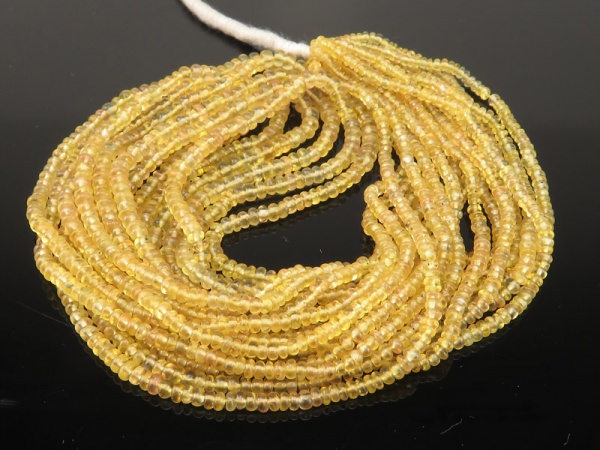 AA Yellow Sapphire Smooth Rondelles 2.5-3.5mm ~ 16'' Strand